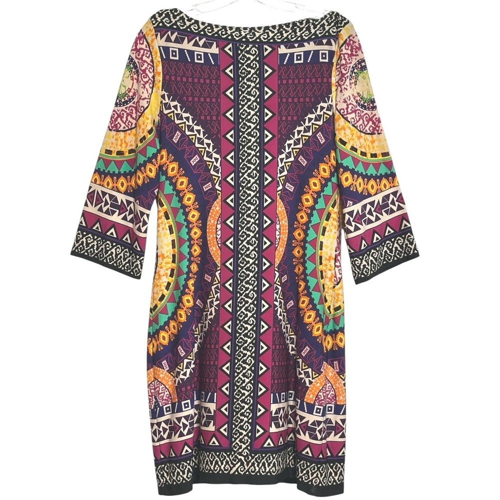 ECI New York Shift Dress Women Multicolor Geometric Tribal Medallion Art Deco 10
